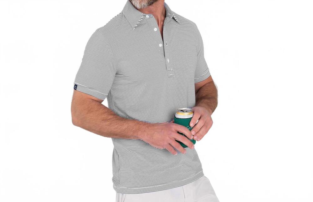 NEW CRIQUET performance sport range polo in hobby stripe- grey